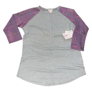 NWT LuLaRoe Randy Purple Gray Geometric Print 3/4 Sleeve | S